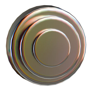 3D Iridescent Metallic Concentric Disc Isolated on White