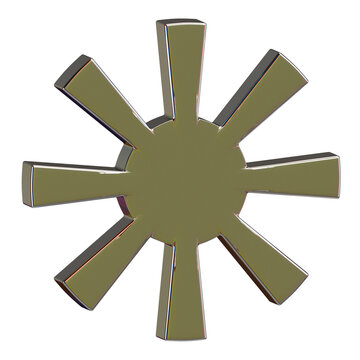 3D Metallic Eight Pointed Star Symbol Isolated