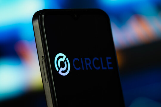 Boston, United States- 8 July 2026: CIRCLE logo is seen on a smartphone.