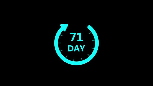 Countdown timer animation with rotating arrow and numbers in neon blue on black background