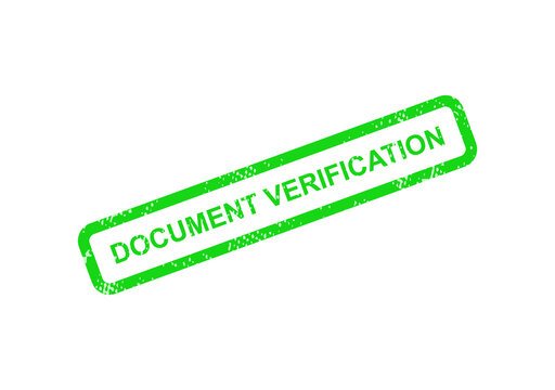 Green document verification stamp with text isolated on transparent background