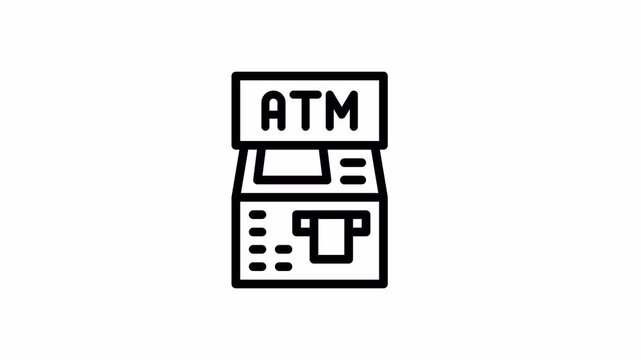 ATM machine minimalist stroke animation