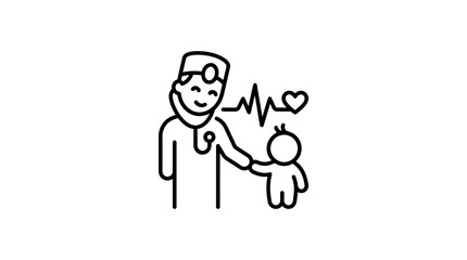Fototapeta premium Doctor examining child, heartbeat icon, medical checkup, healthcare concept