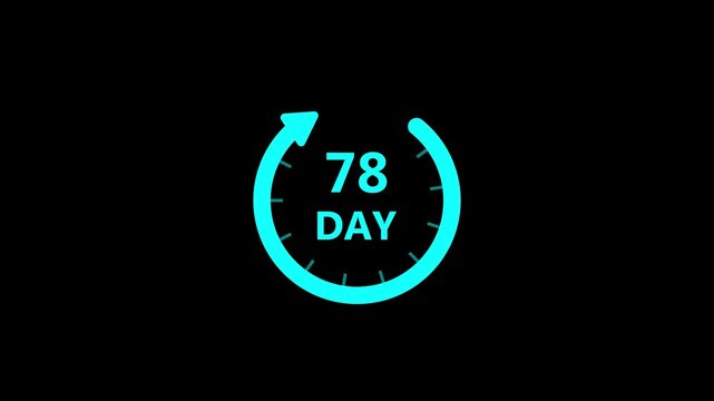 Countdown timer animation with rotating arrows indicating elapsed days on black background