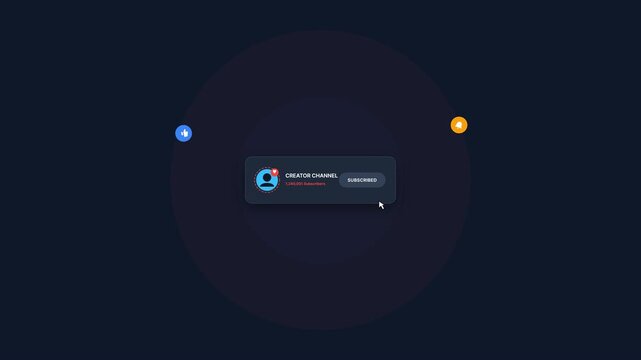 4K Social Media Subscribe Notification Lower Third, Animated Call to Action Overlay with Mouse Cursor Click, Channel Counter & Bell Like Pop-ups4K Social Media Subscribe Notification Lower Third, Anim