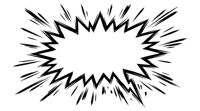 Spike comic explosion bubble with dramatic jagged lines and energetic outline strokes.