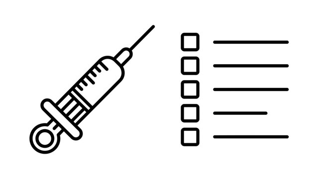 Syringe and Checklist Icon Isolated on Transparent Background