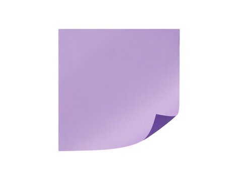 Isolated light purple square sticky note with a curled corner transparent background