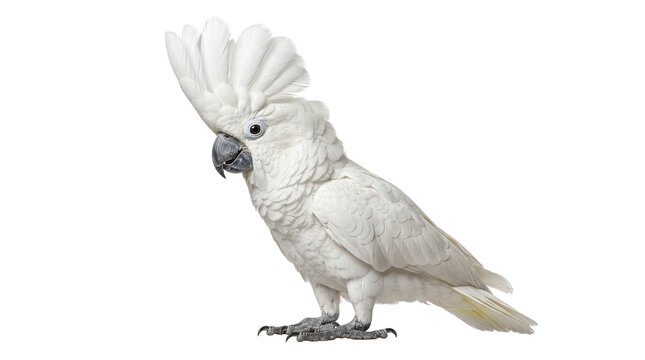 Umbrella cockatoo white parrot crest up isolated on transparent background