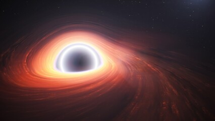 Astrophysics galaxy concepts, realistic black hole event horizon with bright photon ring deep space galaxy. 3d rendering. © SohubProduction