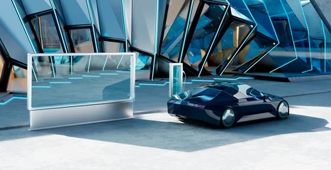 3d rendering electric vehicle charging at futuristic smart station © jamesteoh.art