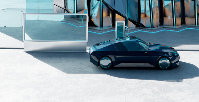 3d rendering futuristic electric vehicle charging station in smart city