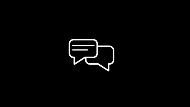Speech ballon, chat concept, micro animation of dialog icon, communication concept, clip art, cartoon, illustration, alpha channel. black and white