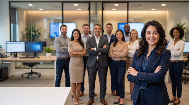 Insurance claims manager leads diverse specialist team in modern office, highlighting claims handling, risk analysis, customer service, policy support and professional insurance services.