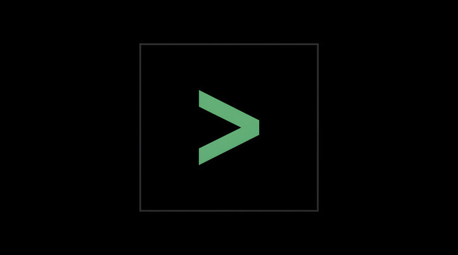 Minimalist green arrow bracket icon for digital interface and software programming