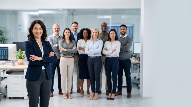 Insurance claims team in modern company office