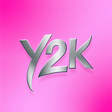 Y2K abstract trend metallic silver tribal tattoo shapes glowing hot pink gradient background nostalgic millennium design