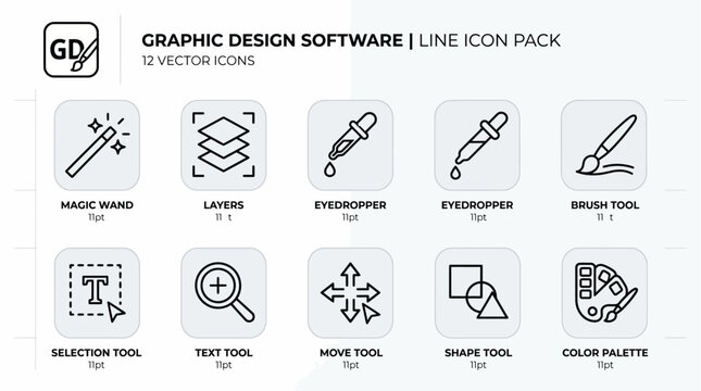 Vector Icon Pack for Graphic Design Software Interface
