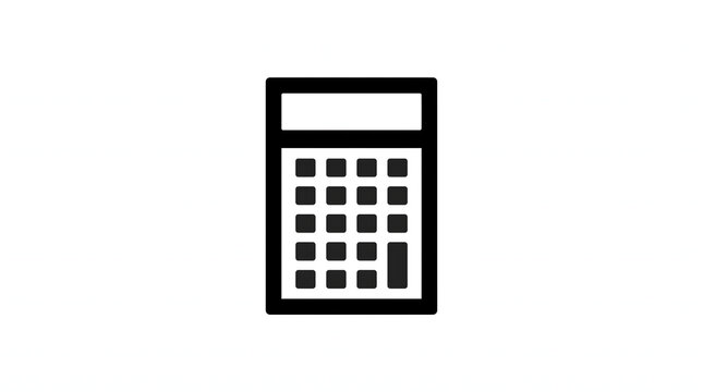 Minimalist black calculator icon for finance and mathematical calculation concept