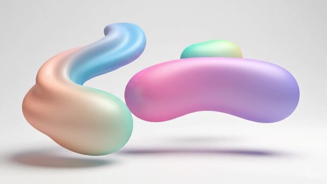 Abstract 3D shapes with smooth textures and colorful gradients on a clean white background