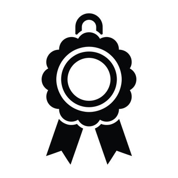 Black silhouette rosette badge vector illustration with silhouette achievement isolated business