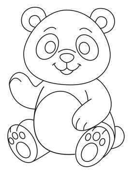 Dibujo animado de un oso esponjoso, ilustraci&oacute;n lineal dibujada a mano, p&aacute;gina para colorear para ni&ntilde;os