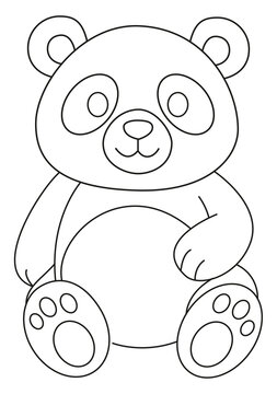 Dibujo animado de un oso esponjoso, ilustraci&oacute;n lineal dibujada a mano, p&aacute;gina para colorear para ni&ntilde;os