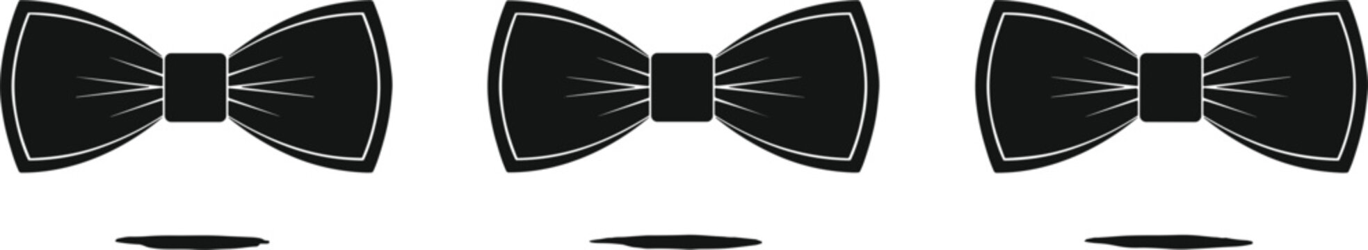 Classic black mens bow tie accessory set with elegant stitched details for formal evening wear fashion layout icons