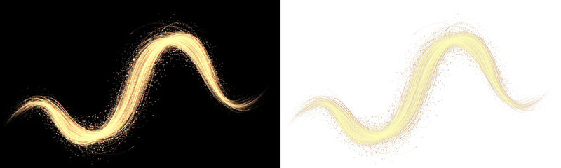 Magical gold light wave streak trail with sparkles isolated on transparent background © epu