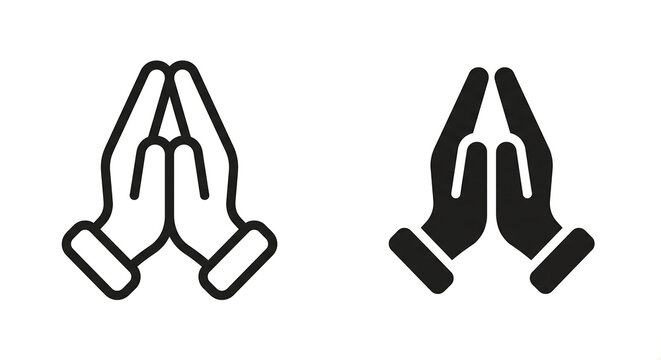 Praying hands icon outline and filled style vector illustration on transparent background. Concept of praying
