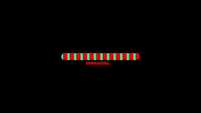 Percentage loading bar featuring festive red and mint green pattern with text on solid black backdrop.