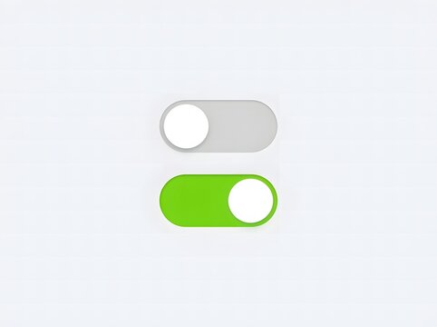 Minimalist UI toggle switches with one disabled grey switch and one enabled green switch