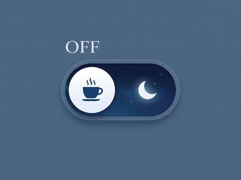 Minimal dark mode toggle switch interface icon with a coffee cup symbol off