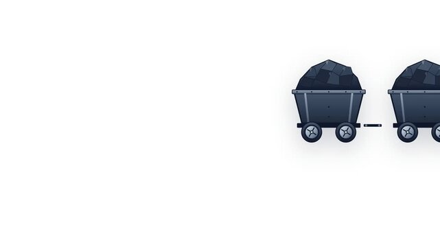 Industrial Coal Mine Carts Transporting Black Mineral Ore Animation