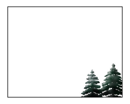 Simple frame with pine trees in the corner