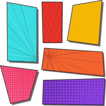 Colorful comic book page layout frames with shadow