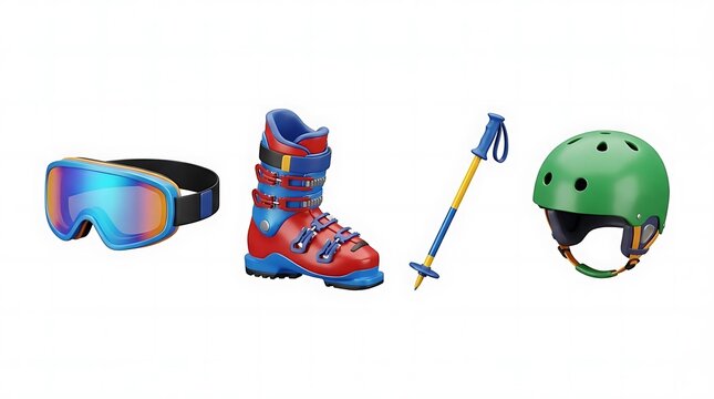 Professional 3D ski equipment set with boot and pole