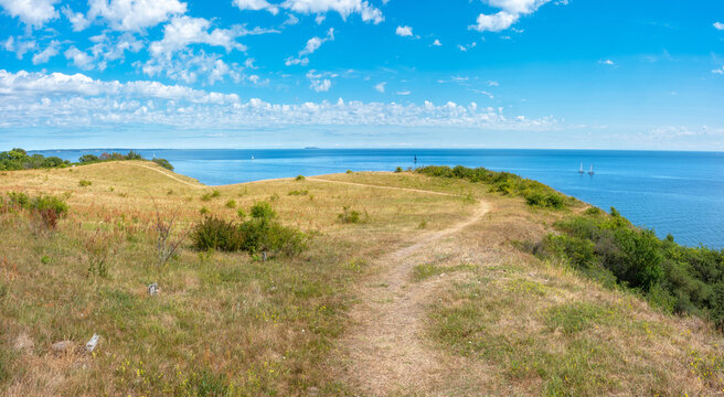 Coastal path with scenic view of the Kattegat Sea, Djursland, Denmark