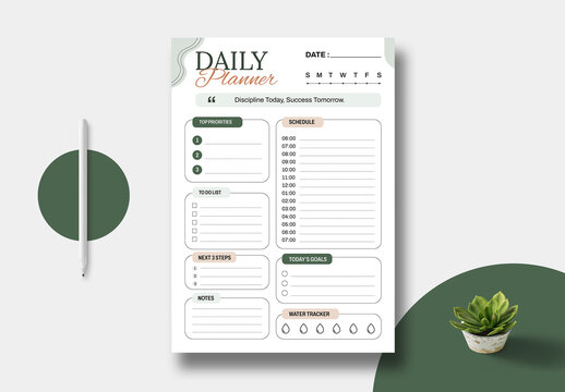 Daily Planner Design Template Layout