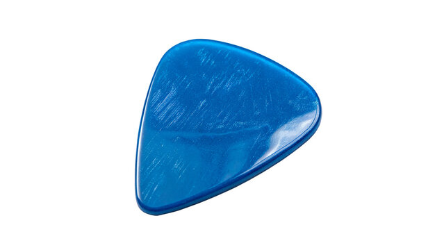 Blue plastic guitar pick plectrum for string instruments isolated on a white background