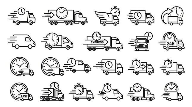 Collection of black and white line art icons of various animals.