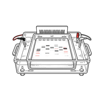 Agarose gel electrophoresis tray for DNA analysis in laboratory blog, website, and education