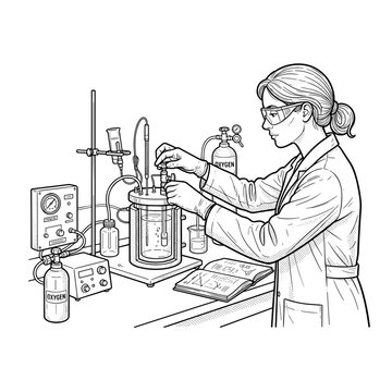 Researcher using calorimeter bomb for heat measurement in chemistry laboratory blog and website