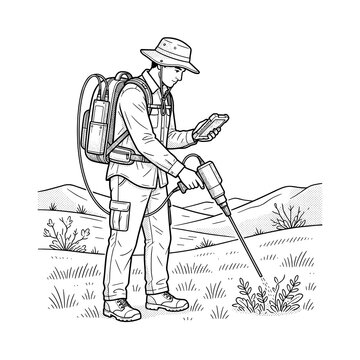 Researcher using field spectroradiometer for environmental measurement in outdoor science blog and website
