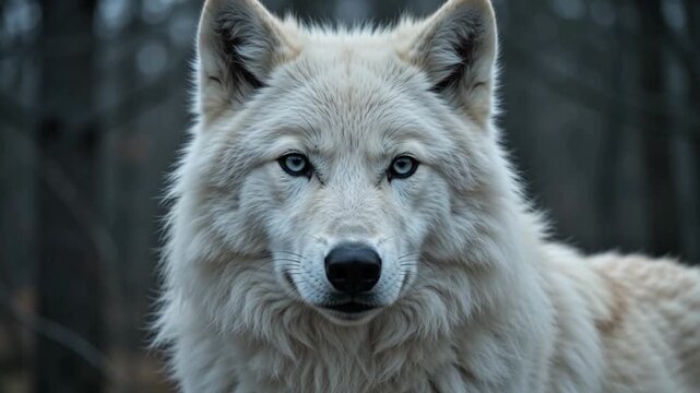 White Wolf Portrait Amid Winter Forest Wildlife 4k