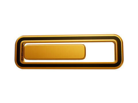 Progress bar icon featuring sleek gold frame and metallic filler for loading status and task completion indicator.