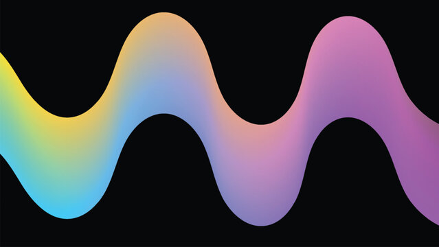 Abstract multicolor sine wave gradient illustration with smooth oscillation rhythmic motion black background vibrant dynamic vector design