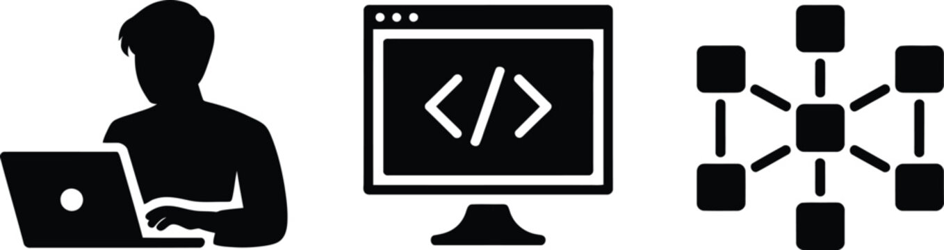 Set of computer programming and software development icons