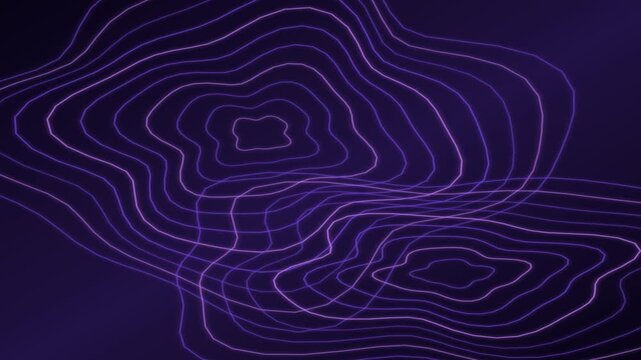 Animated Neon Topography Lines Swirling on Dark Background