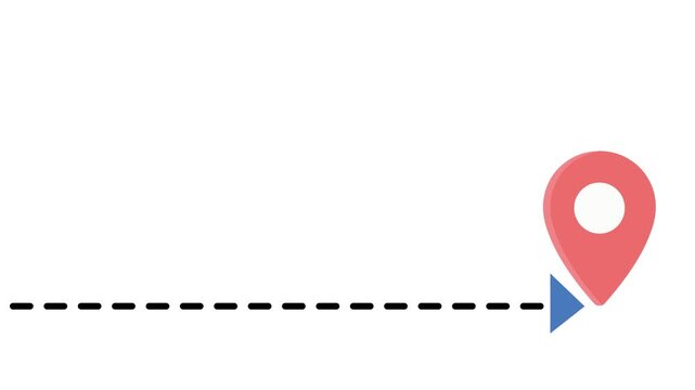 Abstract location icon fast tracking map pin icon animation. Location track from one place to another. video animation on white background, location pin icon animation. Search address road sign, pro.